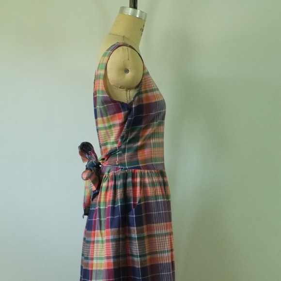 vintage plaid dress | 1980s medium cotton dress - Picture 7 of 14
